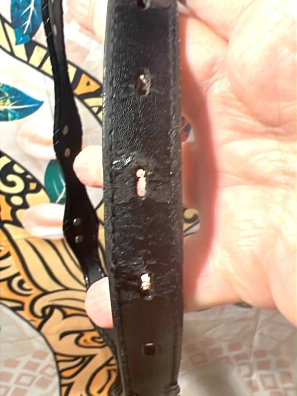 Genuine Leather Black Belt 1X • Western Buckle • Heart Hardware